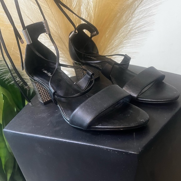 Calvin Klein Shoes - Calvin Klein Black Strappy Block Heel - Size 10